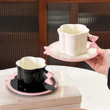 Maxbell Ceramic Coffee Mug for Juice Unique Drinking Cup for Office Kitchen Birthday Black Pink