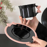 Maxbell Ceramic Coffee Mug for Juice Unique Drinking Cup for Office Kitchen Birthday Black Pink