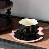 Maxbell Ceramic Coffee Mug for Juice Unique Drinking Cup for Office Kitchen Birthday Black Pink