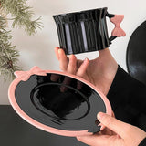 Maxbell Ceramic Coffee Mug for Juice Unique Drinking Cup for Office Kitchen Birthday Black Pink