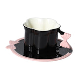 Maxbell Ceramic Coffee Mug for Juice Unique Drinking Cup for Office Kitchen Birthday Black Pink