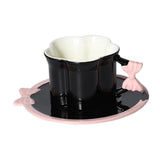 Maxbell Ceramic Coffee Mug for Juice Unique Drinking Cup for Office Kitchen Birthday Black Pink