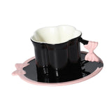 Maxbell Ceramic Coffee Mug for Juice Unique Drinking Cup for Office Kitchen Birthday Black Pink