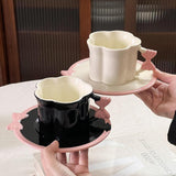Maxbell Ceramic Coffee Mug for Juice Unique Drinking Cup for Office Kitchen Birthday Black Pink