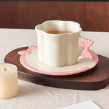 Maxbell Ceramic Coffee Mug for Juice Unique Drinking Cup for Office Kitchen Birthday White Pink