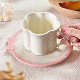 Maxbell Ceramic Coffee Mug for Juice Unique Drinking Cup for Office Kitchen Birthday White Pink