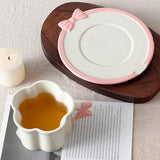 Maxbell Ceramic Coffee Mug for Juice Unique Drinking Cup for Office Kitchen Birthday White Pink