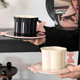 Maxbell Ceramic Coffee Mug for Juice Unique Drinking Cup for Office Kitchen Birthday White Pink