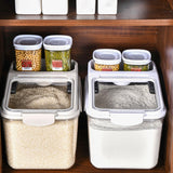 Maxbell Grain Rice Storage Container Household Kitchen Organization Pantry Store Bin 29cmx23cmx19cm Khaki