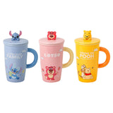 Maxbell Ceramic Coffee Mug Comfortable Grip Cartoon Teacup for Milk Cappuccino Latte Blue