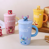 Maxbell Ceramic Coffee Mug Comfortable Grip Cartoon Teacup for Milk Cappuccino Latte Blue