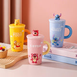 Maxbell Ceramic Coffee Mug Comfortable Grip Cartoon Teacup for Milk Cappuccino Latte Blue