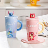 Maxbell Ceramic Coffee Mug Comfortable Grip Cartoon Teacup for Milk Cappuccino Latte Blue
