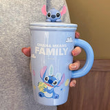Maxbell Ceramic Coffee Mug Comfortable Grip Cartoon Teacup for Milk Cappuccino Latte Blue