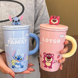 Maxbell Ceramic Coffee Mug Comfortable Grip Cartoon Teacup for Milk Cappuccino Latte Blue