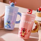 Maxbell Ceramic Coffee Mug Comfortable Grip Cartoon Teacup for Milk Cappuccino Latte Blue