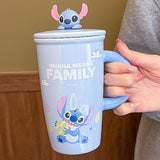 Maxbell Ceramic Coffee Mug Comfortable Grip Cartoon Teacup for Milk Cappuccino Latte Blue