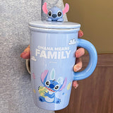 Maxbell Ceramic Coffee Mug Comfortable Grip Cartoon Teacup for Milk Cappuccino Latte Blue
