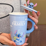 Maxbell Ceramic Coffee Mug Comfortable Grip Cartoon Teacup for Milk Cappuccino Latte Blue