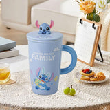 Maxbell Ceramic Coffee Mug Comfortable Grip Cartoon Teacup for Milk Cappuccino Latte Blue