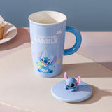 Maxbell Ceramic Coffee Mug Comfortable Grip Cartoon Teacup for Milk Cappuccino Latte Blue