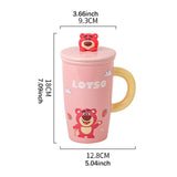 Maxbell Ceramic Coffee Mug Comfortable Grip Cartoon Teacup for Milk Cappuccino Latte Pink