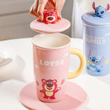 Maxbell Ceramic Coffee Mug Comfortable Grip Cartoon Teacup for Milk Cappuccino Latte Pink