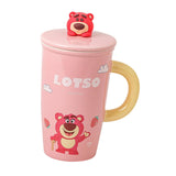 Maxbell Ceramic Coffee Mug Comfortable Grip Cartoon Teacup for Milk Cappuccino Latte Pink
