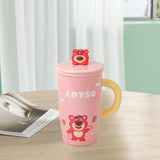 Maxbell Ceramic Coffee Mug Comfortable Grip Cartoon Teacup for Milk Cappuccino Latte Pink