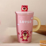 Maxbell Ceramic Coffee Mug Comfortable Grip Cartoon Teacup for Milk Cappuccino Latte Pink