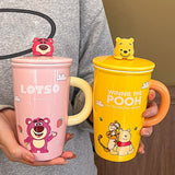 Maxbell Ceramic Coffee Mug Comfortable Grip Cartoon Teacup for Milk Cappuccino Latte Yellow