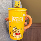 Maxbell Ceramic Coffee Mug Comfortable Grip Cartoon Teacup for Milk Cappuccino Latte Yellow