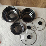 Maxbell 3x Enamel Stockpots Set Cookware Cooker Enamel Pots for Restaurant Home Gift