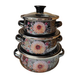 Maxbell 3x Enamel Stockpots Set Cookware Cooker Enamel Pots for Restaurant Home Gift