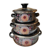 Maxbell 3x Enamel Stockpots Set Cookware Cooker Enamel Pots for Restaurant Home Gift