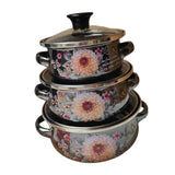 Maxbell 3x Enamel Stockpots Set Cookware Cooker Enamel Pots for Restaurant Home Gift