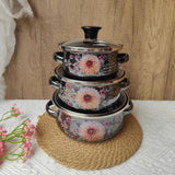 Maxbell 3x Enamel Stockpots Set Cookware Cooker Enamel Pots for Restaurant Home Gift
