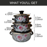 Maxbell 3Pcs Enamel Stockpots Cooker Enamel Mini Pots Set for Dining Household Hotel
