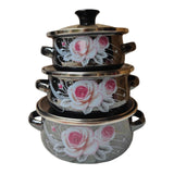 Maxbell 3Pcs Enamel Stockpots Cooker Enamel Mini Pots Set for Dining Household Hotel