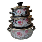 Maxbell 3Pcs Enamel Stockpots Cooker Enamel Mini Pots Set for Dining Household Hotel