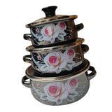 Maxbell 3Pcs Enamel Stockpots Cooker Enamel Mini Pots Set for Dining Household Hotel