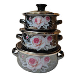 Maxbell 3Pcs Enamel Stockpots Cooker Enamel Mini Pots Set for Dining Household Hotel