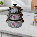 Maxbell 3Pcs Enamel Stockpots Cooker Enamel Mini Pots Set for Dining Household Hotel