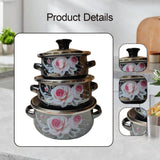 Maxbell 3Pcs Enamel Stockpots Cooker Enamel Mini Pots Set for Dining Household Hotel