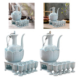 Maxbell Ceramic Sake Set Gifts Multifunctional 10 Sake Cups for Home Birthday Family Style A