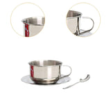 Maxbell Coffee Mug with Saucer Spoon Handle 200ml Tea Cup for Restaurant Office