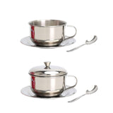 Maxbell Coffee Mug with Saucer Spoon Handle 200ml Tea Cup for Restaurant Office