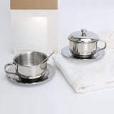 Maxbell Coffee Mug with Saucer Spoon Handle 200ml Tea Cup for Restaurant Office
