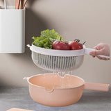 Maxbell Vegetable Washing Drainage Basket Filter Use Fruit Cleaning Basin for Potato Pink
