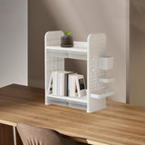 Maxbell Book Display Shelf Practical Bookshelf Bookcase for Kitchen Bedroom Sundries White 2 Layer